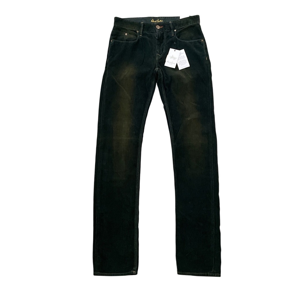 Robert Graham Slim Jim Pima Corduroy Jeans Fir Green Stretch Pants Size‎ 30x34